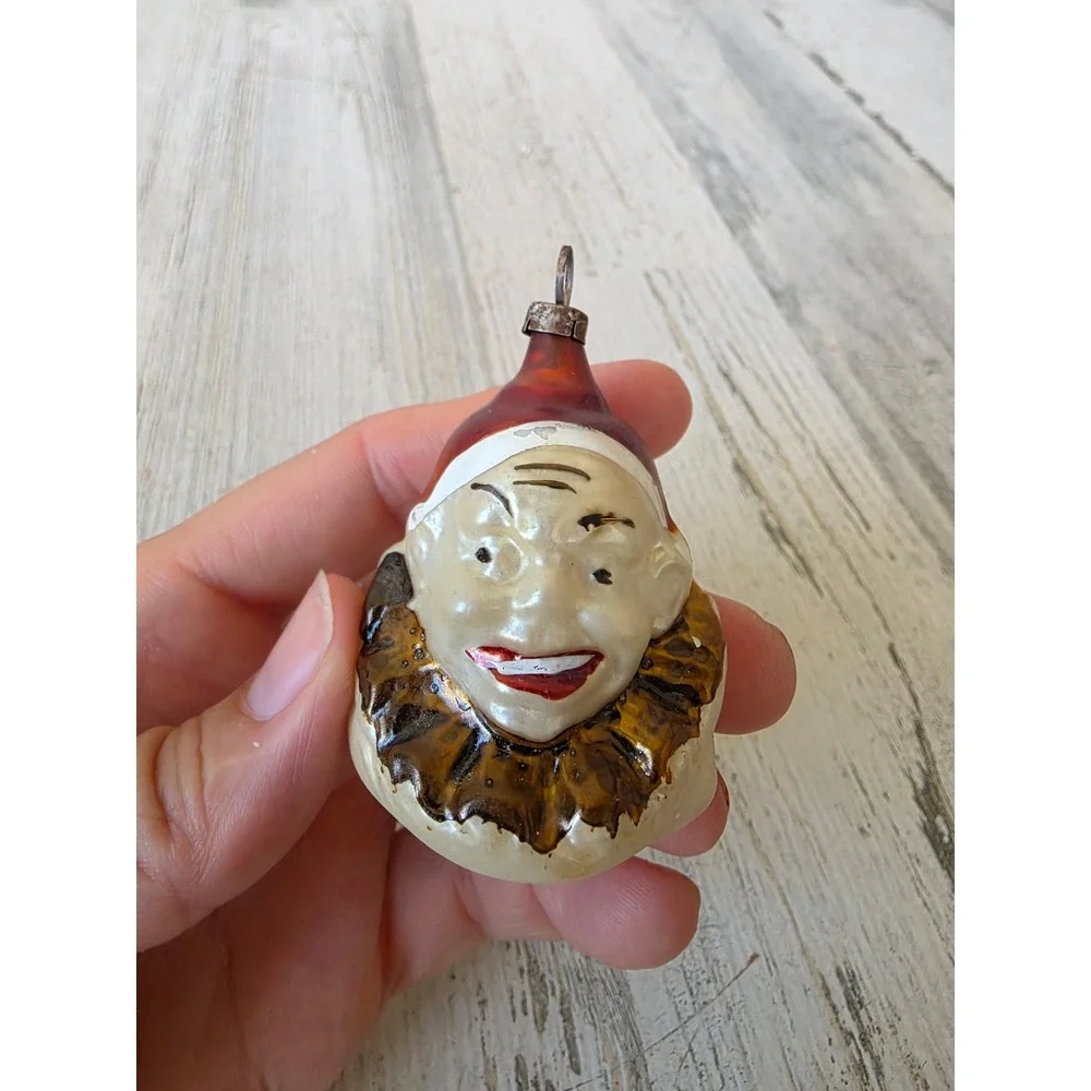 Antique clown mercury glass ornament jester Xmas tree vintage